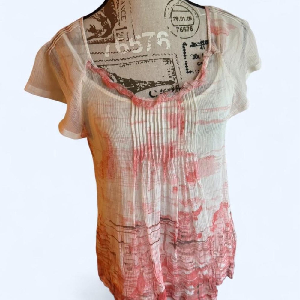 Banana Republic silk sheer blouse with attached cami
